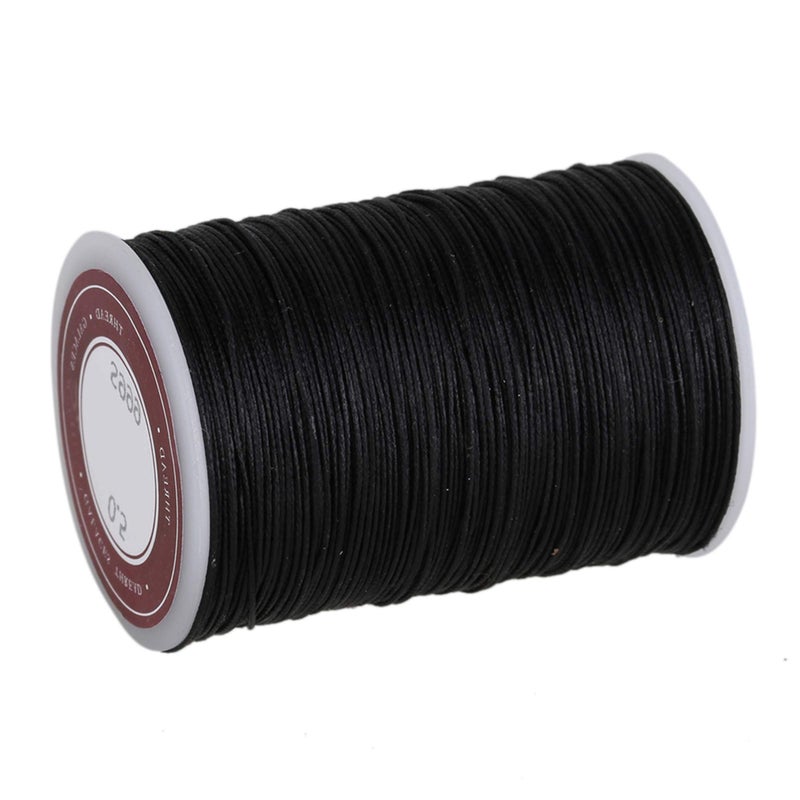 CNBTR Round Waxed Thread for Leather Sewing - Leather Thread Wax String for Leather Craft Stitching Bookbinding 0.5mm Black - Image 3